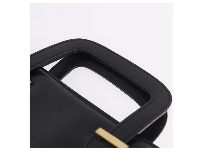 Pasta Business Salvatore Ferragamo em couro preto e dourado Auth BA13557 - vista 8