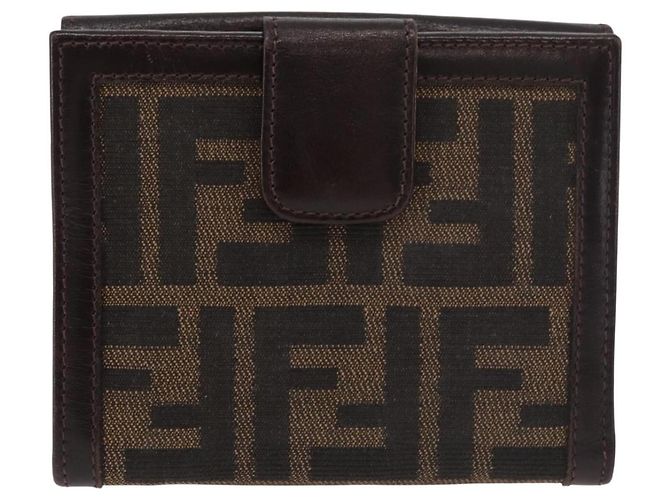 FENDI Zucca Canvas Bifold Wallet Black Brown Auth 187886V - view 13