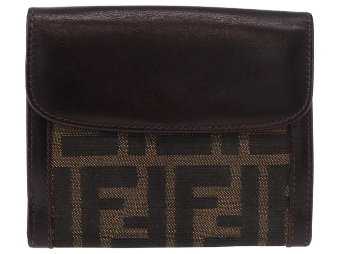 FENDI Zucca Canvas Bifold Wallet Black Brown Auth 187886V - view 2