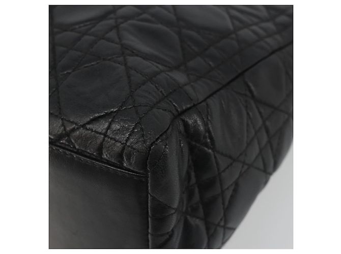 Borsa Christian Dior Canage in pelle di agnello nera e oro Auth yk20520SAV Nero D'oro - vista 10
