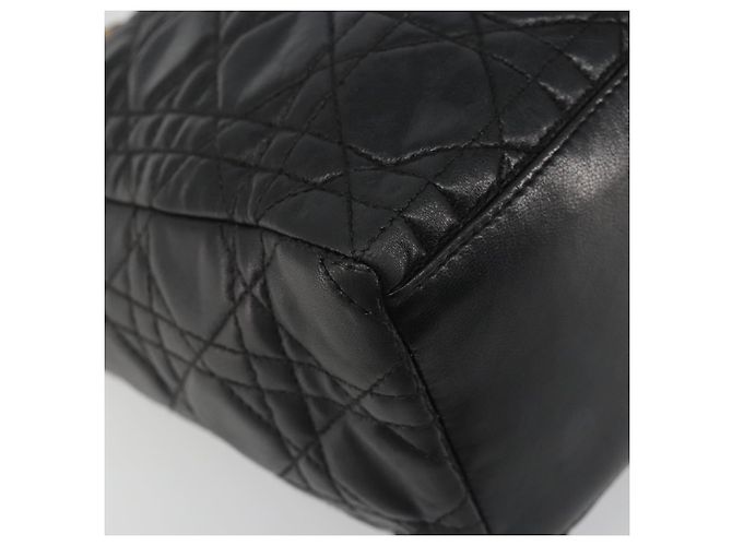 Borsa Christian Dior Canage in pelle di agnello nera e oro Auth yk20520SAV Nero D'oro - vista 11