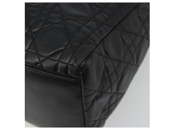 Borsa Christian Dior Canage in pelle di agnello nera e oro Auth yk20520SAV Nero D'oro - vista 12