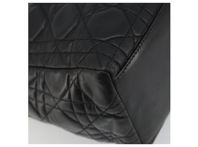 Borsa Christian Dior Canage in pelle di agnello nera e oro Auth yk20520SAV Nero D'oro - vista 13