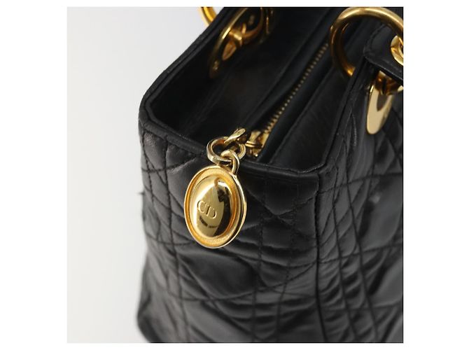 Borsa Christian Dior Canage in pelle di agnello nera e oro Auth yk20520SAV Nero D'oro - vista 15