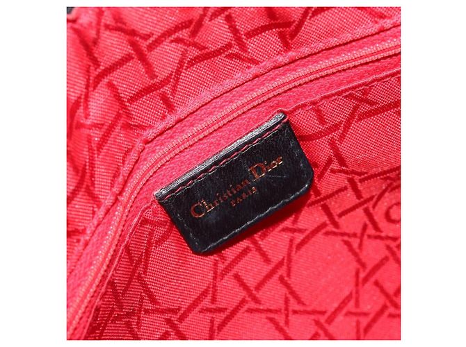 Borsa Christian Dior Canage in pelle di agnello nera e oro Auth yk20520SAV Nero D'oro - vista 16