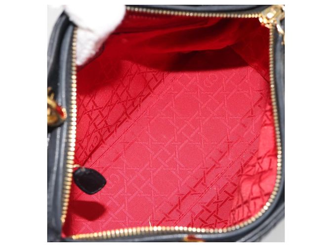 Borsa Christian Dior Canage in pelle di agnello nera e oro Auth yk20520SAV Nero D'oro - vista 17