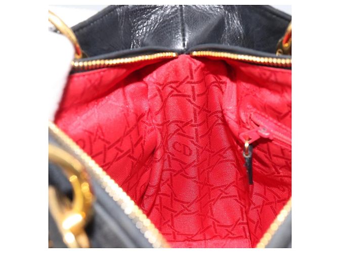 Borsa Christian Dior Canage in pelle di agnello nera e oro Auth yk20520SAV Nero D'oro - vista 19