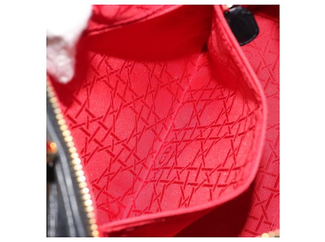 Borsa Christian Dior Canage in pelle di agnello nera e oro Auth yk20520SAV Nero D'oro - vista 21