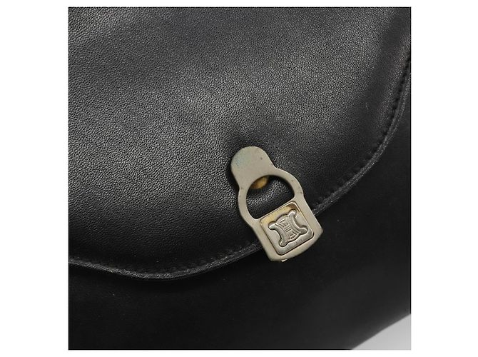 Céline Borsa a Spalla con Catena CELINE in Pelle Nera e Oro Auth 188237 Nero D'oro - vista 17