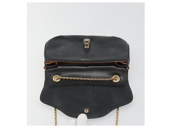 Céline Borsa a Spalla con Catena CELINE in Pelle Nera e Oro Auth 188237 Nero D'oro - vista 18