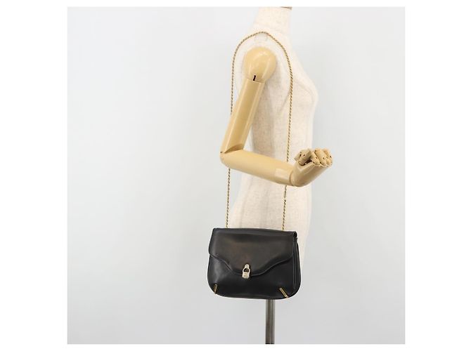 Céline Borsa a Spalla con Catena CELINE in Pelle Nera e Oro Auth 188237 Nero D'oro - vista 23