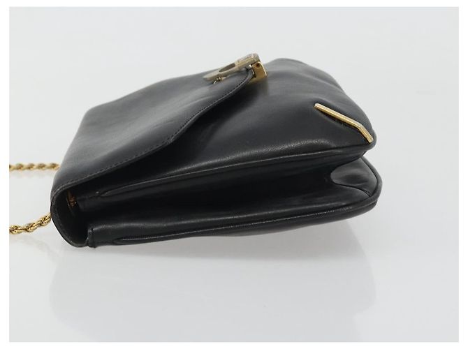Céline Borsa a Spalla con Catena CELINE in Pelle Nera e Oro Auth 188237 Nero D'oro - vista 4