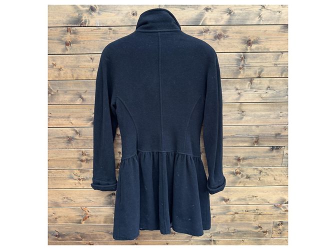 Max Mara Abrigo de lana negro con peplum - vista 2