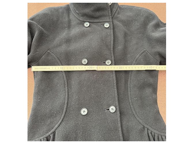 Max Mara Abrigo de lana negro con peplum - vista 5