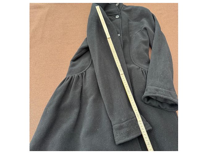 Max Mara Abrigo de lana negro con peplum - vista 7