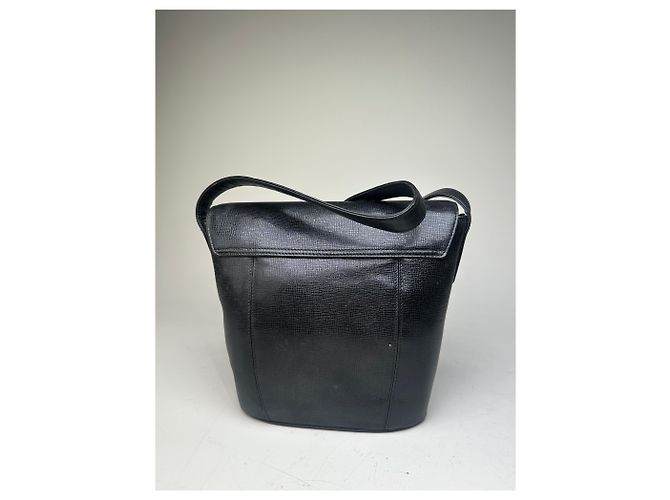 Vintage Givenchy Logo Prägeleder Schultertasche Schwarz Gold - Ansicht 2