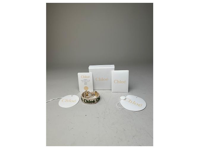 Clare Bracciale in cotone vintage Chloé Logo Crema Verde Oro Beige - vista 8