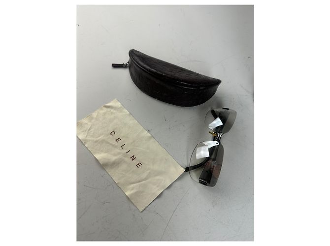 Céline Occhiali da sole vintage Celine Logo Grigio Nero Accenti Argentati - vista 10