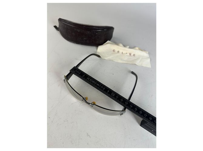 Céline Occhiali da sole vintage Celine Logo Grigio Nero Accenti Argentati - vista 4