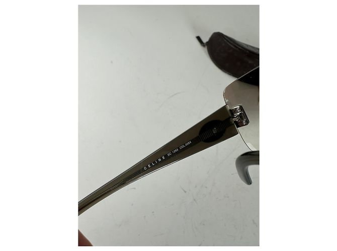Céline Occhiali da sole vintage Celine Logo Grigio Nero Accenti Argentati - vista 7