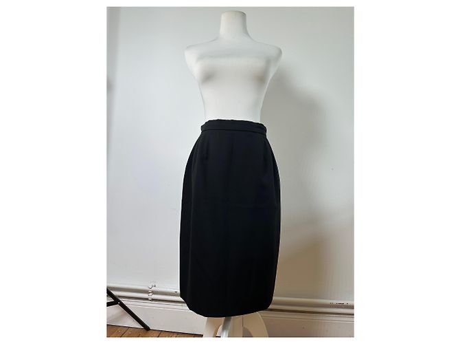 Chloé Saia vintage Chloe em mistura de lã preta L Preto - vista 12