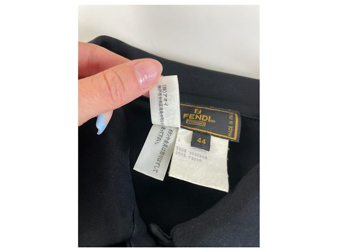 Camicia in rayon vintage con bottoni con logo Fendi nera M Nero - vista 6