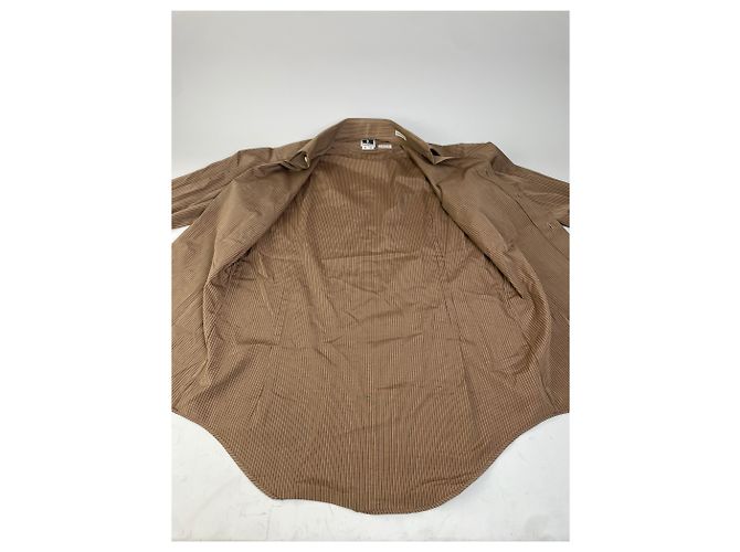 Yves Saint Laurent Camicia vintage Saint Laurent in misto cotone a righe marrone e crema M - vista 5