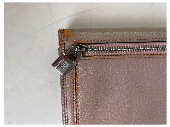 Vintage Loewe Leather Zip Wallet Pink Silver - view 3