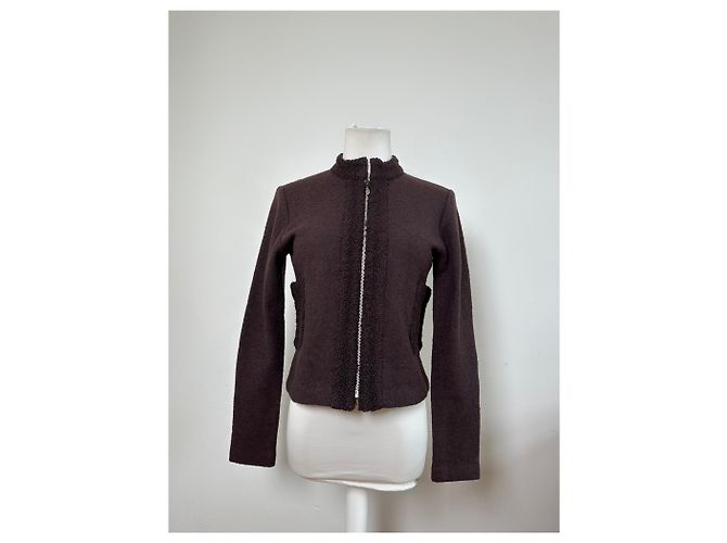 First Giacca in nylon e lana vintage Balenciaga Marrone scuro M - vista 9