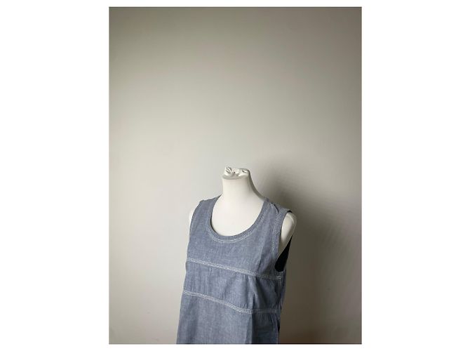 Vintage Issey Miyake Baumwoll-Tunika Hellblau M - Ansicht 8