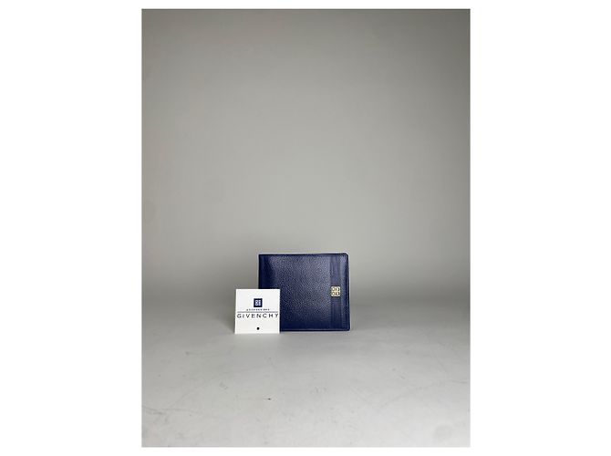 Vintage Givenchy Pebbled Leather Wallet Navy Gold Navy blue - view 10