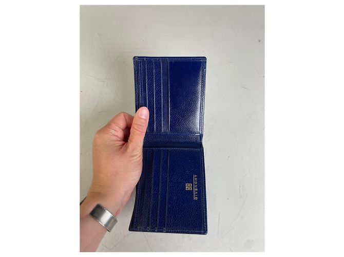 Vintage Givenchy Pebbled Leather Wallet Navy Gold Navy blue - view 3