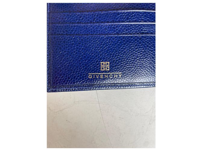 Vintage Givenchy Pebbled Leather Wallet Navy Gold Navy blue - view 4