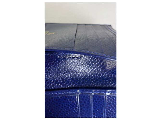 Vintage Givenchy Pebbled Leather Wallet Navy Gold Navy blue - view 6