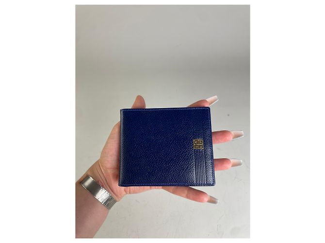 Vintage Givenchy Pebbled Leather Wallet Navy Gold Navy blue - view 7