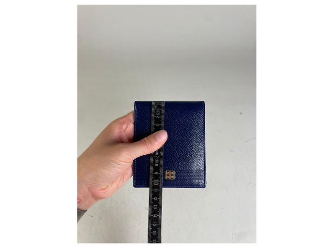 Vintage Givenchy Pebbled Leather Wallet Navy Gold Navy blue - view 8