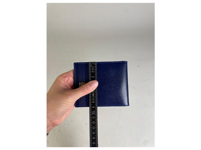 Vintage Givenchy Pebbled Leather Wallet Navy Gold Navy blue - view 9