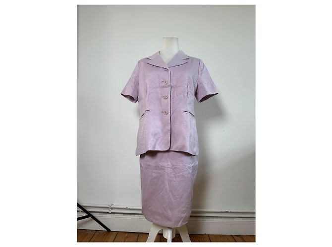 Completo Blazer e Top in Miscela di Seta Testurizzata Vintage Givenchy Lavanda S Porpora - vista 15