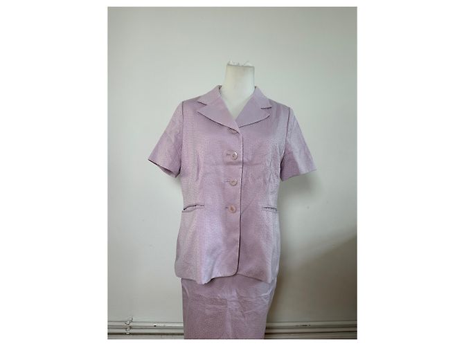 Completo Blazer e Top in Miscela di Seta Testurizzata Vintage Givenchy Lavanda S Porpora - vista 6
