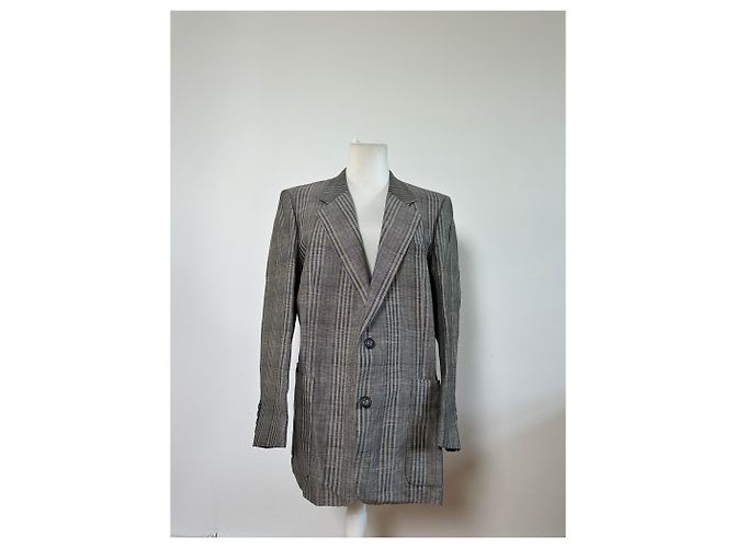 Blazer Vintage Dior in lana e lino da uomo Grigio Nero M - vista 11