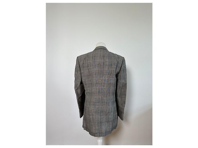 Blazer Vintage Dior in lana e lino da uomo Grigio Nero M - vista 12