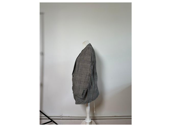 Blazer Vintage Dior in lana e lino da uomo Grigio Nero M - vista 2