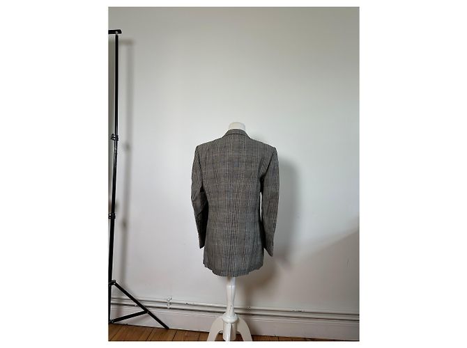 Blazer Vintage Dior in lana e lino da uomo Grigio Nero M - vista 3