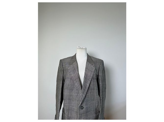 Blazer Vintage Dior in lana e lino da uomo Grigio Nero M - vista 6