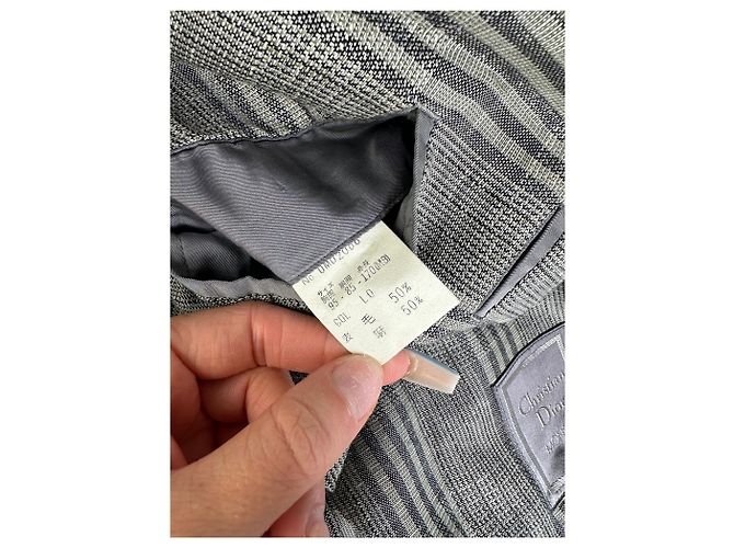 Blazer Vintage Dior in lana e lino da uomo Grigio Nero M - vista 9
