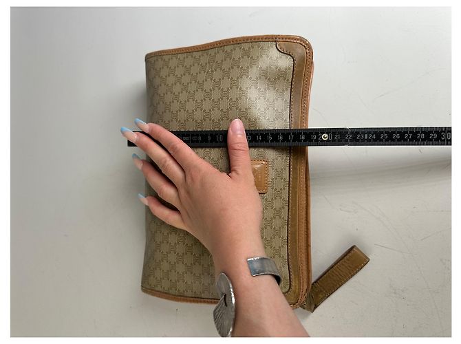 Triomphe Céline Vintage Celine Monogram Canvas Clutch Bag Beige Braun - Ansicht 11