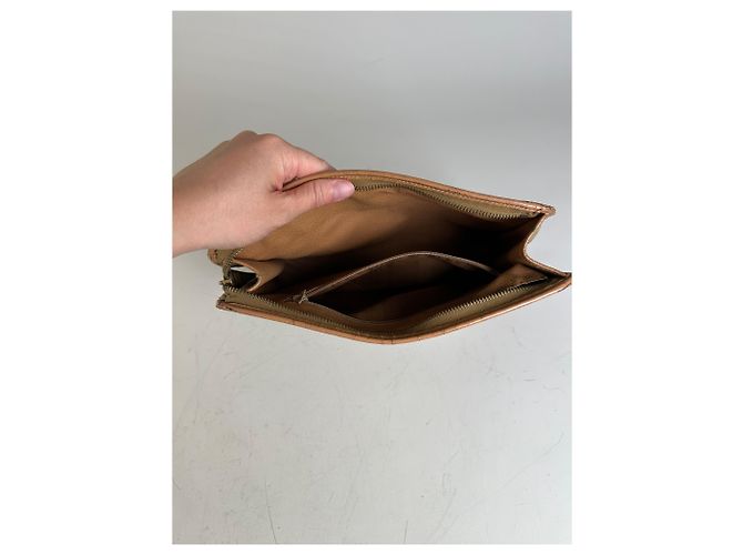 Triomphe Céline Vintage Celine Monogram Canvas Clutch Bag Beige Braun - Ansicht 3