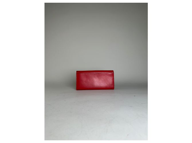 Céline Vintage Celine Leather Long Wallet Red - view 10