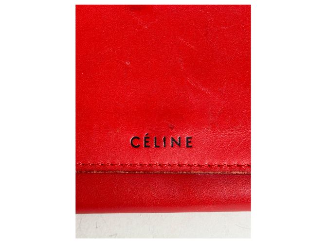 Céline Vintage Celine Leather Long Wallet Red - view 3