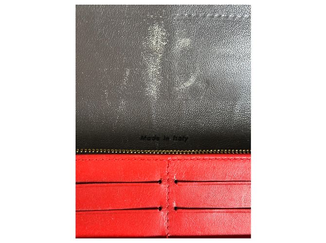 Céline Vintage Celine Leather Long Wallet Red - view 6